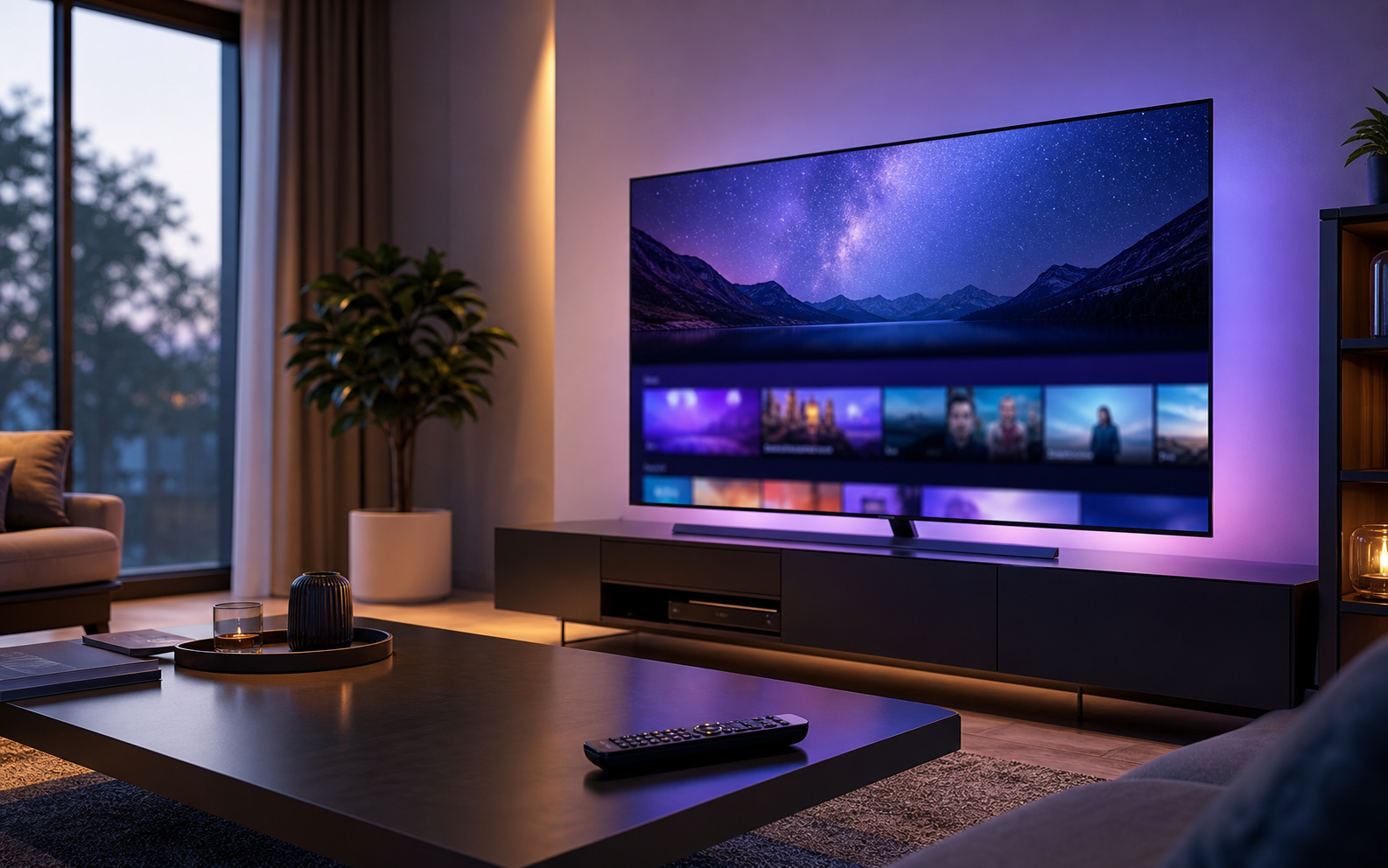 Smart TV moderne pour illustrer le guide Atlas Pro ONTV sur TV Samsung.
